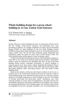 Whole-Building Design for a Green School Building in Al-Ain, United Arab Emirates