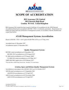 MS Scope of Accreditation