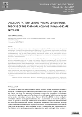 Landscape Pattern Versus Farming Development