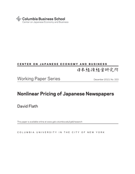 Nonlinear Pricing of Japanese Newspapers