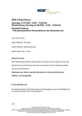 Die Phantastischen Konstruktionen Des Stanislaw Lem