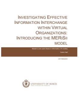 Investigating Effective Information Interchange Within Virtual Organizations: Introducing the Merisii Model