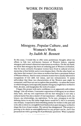 Misogyny, Popular Culture, and Women's Work by Judith M