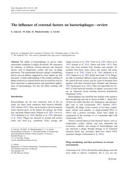 The Influence of External Factors on Bacteriophages—Review