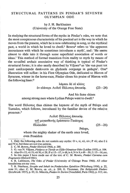 Structural Patterns in Pindar's Seventh Olympian Ode