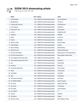 SXSW 2015 Showcasing Artists 1290 Songs, 3.4 Days, 8.51 GB