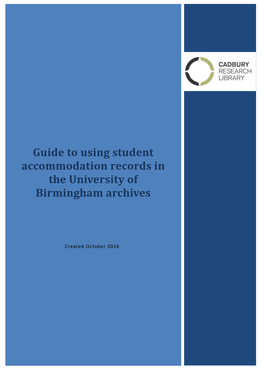 Guide to Using Student Accommodation Records in the University of Birmingham Archives