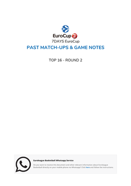 Past Match-Ups & Game Notes