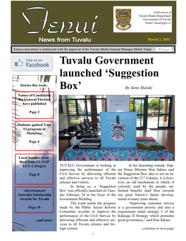 Tuvalu Government Launched ‘Suggestion
