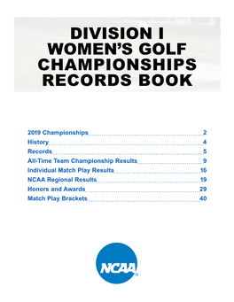 Division I Women's Golf Championships Records Book