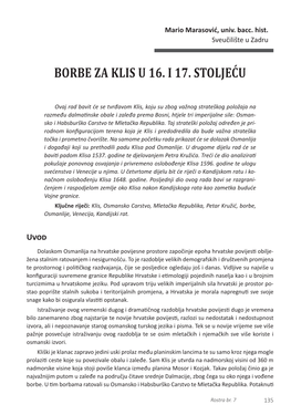 Borbe Za Klis U 16. I 17. Stoljeću