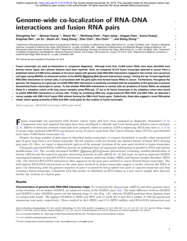 Genome-Wide Co-Localization of RNA-DNA Interactions and Fusion