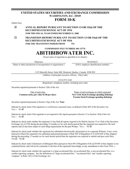 ABITIBIBOWATER INC. (Exact Name of Registrant As Specified in Its Charter)