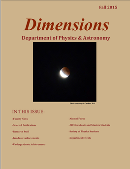 Dimensions Department of Physics & Astronomy