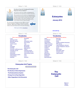 Eukaryotes the Eukaryotic Cell