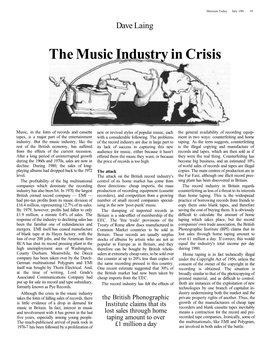 The Music Industry in Crisis