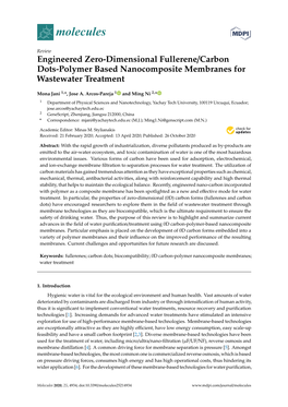 Engineered Zero-Dimensional Fullerene/Carbon Dots-Polymer Based Nanocomposite Membranes for Wastewater Treatment