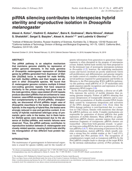 Melanogaster Downloaded from by California Institute of Technology User on 01 May 2019 Alexei A