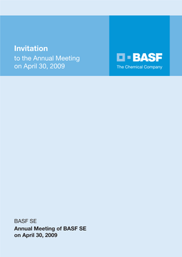 Invitation to the Annual Meeting on April 30, 2009