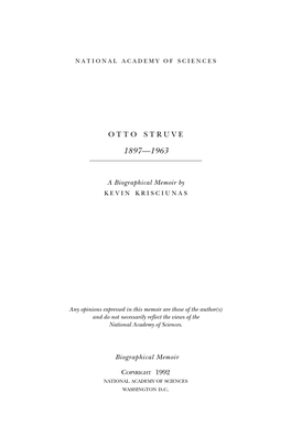 OTTO STRUVE August 12, 1891-April 6, 1963