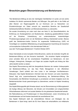 Broschüre Gegen Ökonomisierung Und Bertelsmann