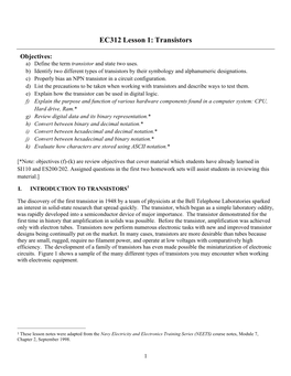 EC312 Lesson 1: Transistors
