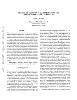 Arxiv:1906.04333V1 [Eess.IV] 11 Jun 2019 Est As an Effective Way for Quantitative Tumor Characteriza- Window Approaches