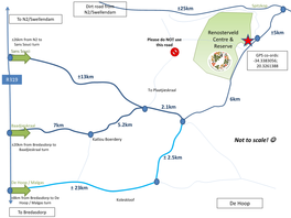 Not to Scale!  ±20Km from Bredasdorp to Baadjieskraal Turn ± 2.5Km