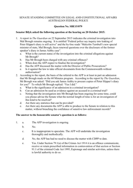 Legal and Constitutional Affairs Committee Estimates