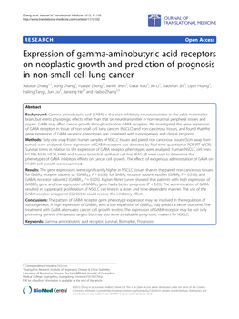 Expression of Gamma-Aminobutyric Acid Receptors on Neoplastic Growth