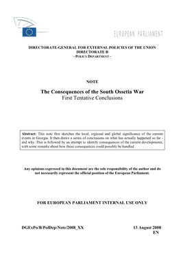 The Consequences of the South Ossetia War First Tentative Conclusions