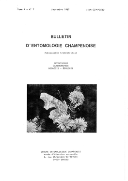 Bull. Ent. Champenoise. 1987, Fascicule 7