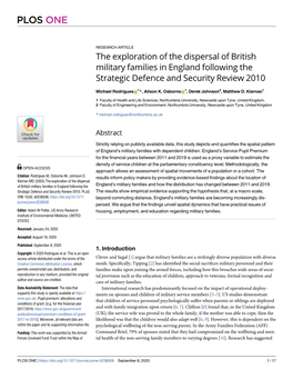 The Exploration of the Dispersal of British Military Families in England Following the Strategic Defence and Security Review 2010