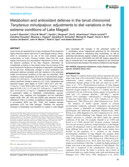 Metabolism and Antioxidant Defense in the Larval Chironomid Tanytarsus Minutipalpus: Adjustments to Diel Variations in the Extreme Conditions of Lake Magadi Lucas F