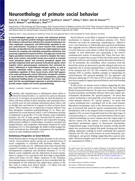 Neuroethology of Primate Social Behavior