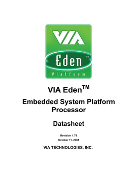 VIA Eden ESP Processor Datasheet V179.Pdf