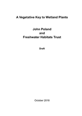 Key to Wetland Plants