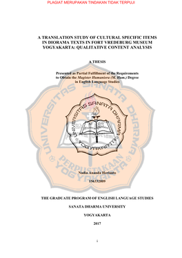 A Translation Study of Cultural Specific Items in Diorama Texts in Fort Vredeburg Museum Yogyakarta: Qualitative Content Analysis