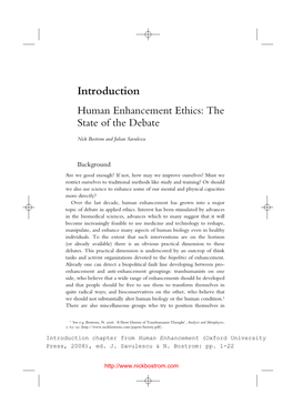 Human Enhancement Ethics: the State of the Debate