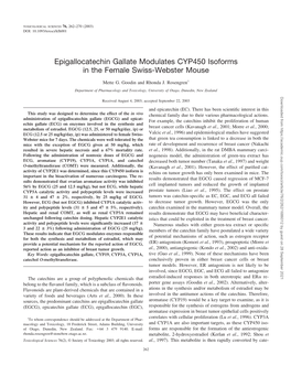 Epigallocatechin Gallate Modulates CYP450 Isoforms in the Female Swiss-Webster Mouse