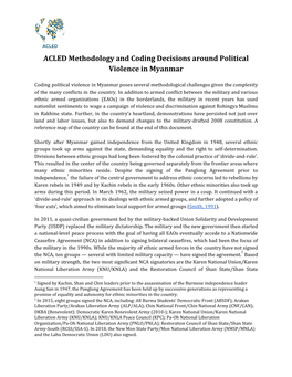ACLED Methodology and Coding Decisions Around Political Violence in Myanmar