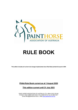 PHAA Rule Book 2020