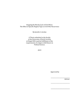 Stopping the Bloody Cycle of Civil Wars: the Effect of Specific Regime Type on Civil War Recurrence