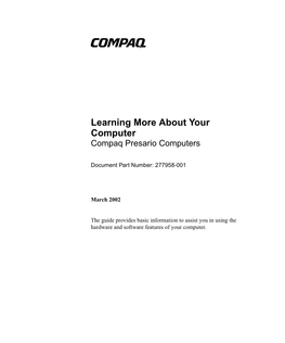 Learning More About Your Computer Compaq Presario Computers