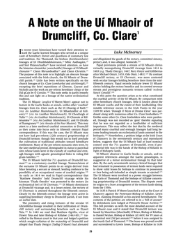A Note on the Uí Mhaoir of Drumcliff, Co. Clare1