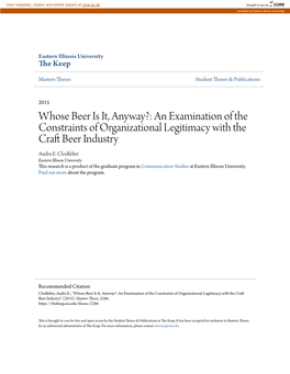 An Examination of the Constraints of Organizational Legitimacy with the Craft Beer Industry Audra E