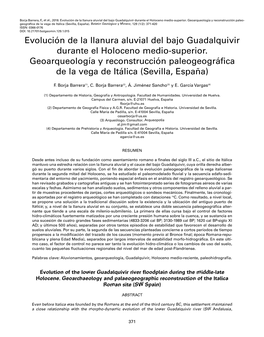 Evolución De La Llanura Aluvial Del Bajo Guadalquivir Durante El Holoceno Medio-Superior