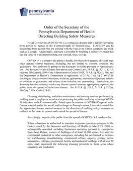 Order of the Secretary of Health Directing Building Safety Measures