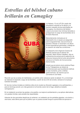 Estrellas Del Béisbol Cubano Brillarán En Camagüey