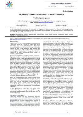 Process of Turkmen Settlement in Khorezm Region